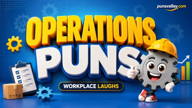 Featured thumbnail image featuring 3D text for operations puns alongside a friendly cartoon robot mascot.